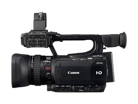 XF100 SIDE LEFT - Canon Launch Itty Bitty 50Mb/s Camcorders
