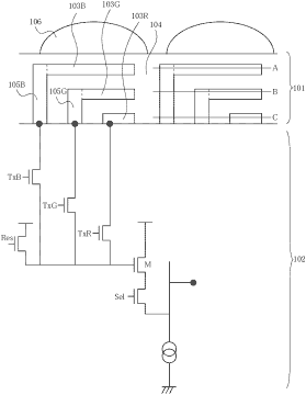 2011 129785 fig01 - Canon 3 Layer Sensor (Foveon Type?) Patent