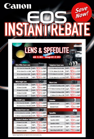 rebateoct2012 391x575 - Lens Rebates Extended & 5D Mark II $400 Instant Rebate
