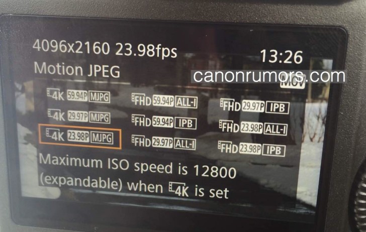 Canon EOS-1D X Mark II Video Frame Rate Options