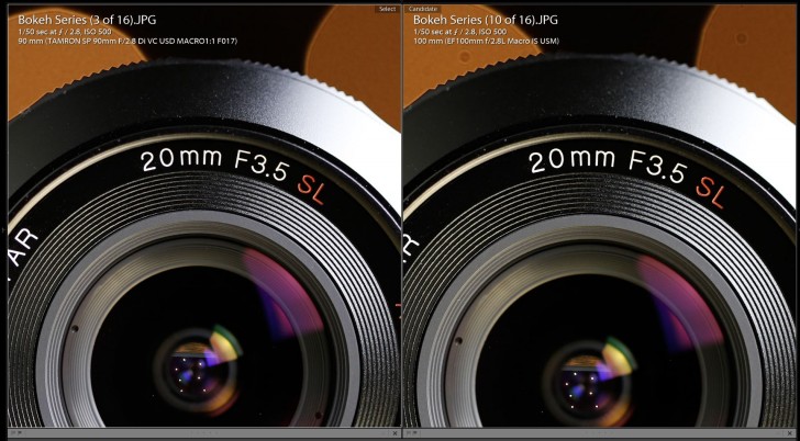 Wide Open Close Distance Comparison 728x402 - Review - Tamron SP 90mm f/2.8 Di Macro VC USD