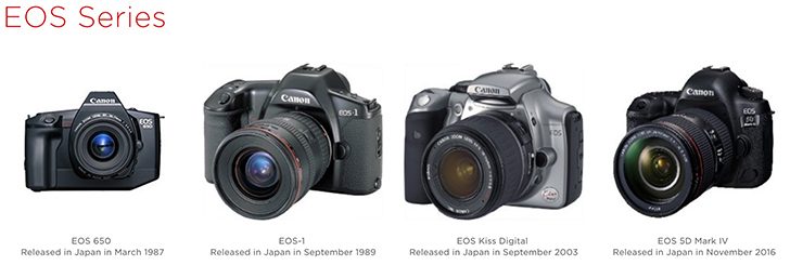 eoscameras 728x245 - Canon Celebrates Production of 90 Million EOS Series Cameras and 130 Million Interchangeable EF Lenses