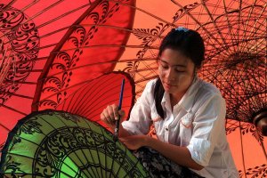 One Green Umbrella, Bagan, Burma.jpg