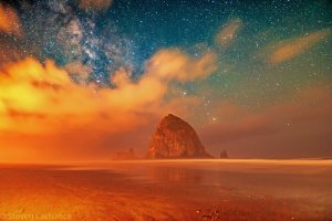 haystack rock night under stars 12x18smaller.jpg