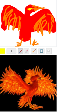 A majestic phoenix with feathers made of flames.png