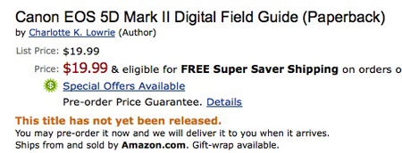 amazoncap - Canon 5D Mark II available in stores in November?