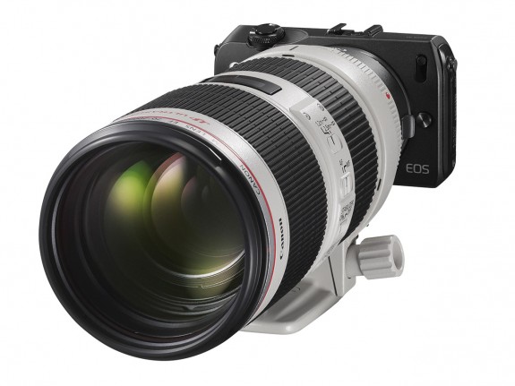 canon EOS M with 70 200mm 575x431 - Canon EOS M System Announced