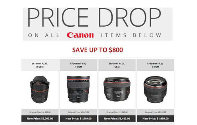 pricedrop - Canon USA Drops Prices on Select L Lenses