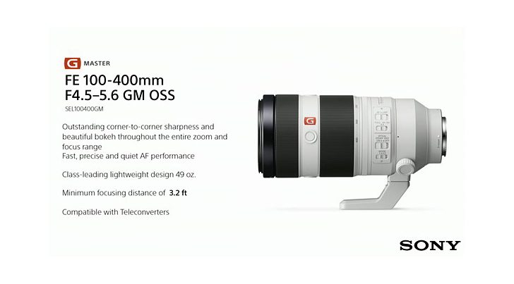 sony100400 728x403 - Off Brand: Sony Announces FE 100-400mm F4.5–5.6 GM OSS Super Telephoto Zoom Lens
