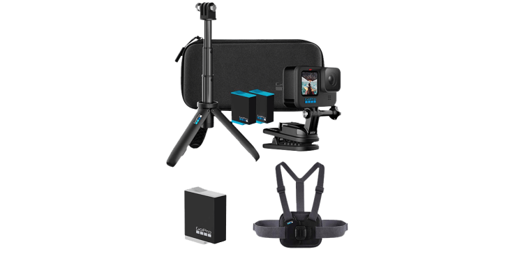 GoPro HERO10 Black Action Camera with Holiday Bundle, Extra Battery, Chest  Mount $324