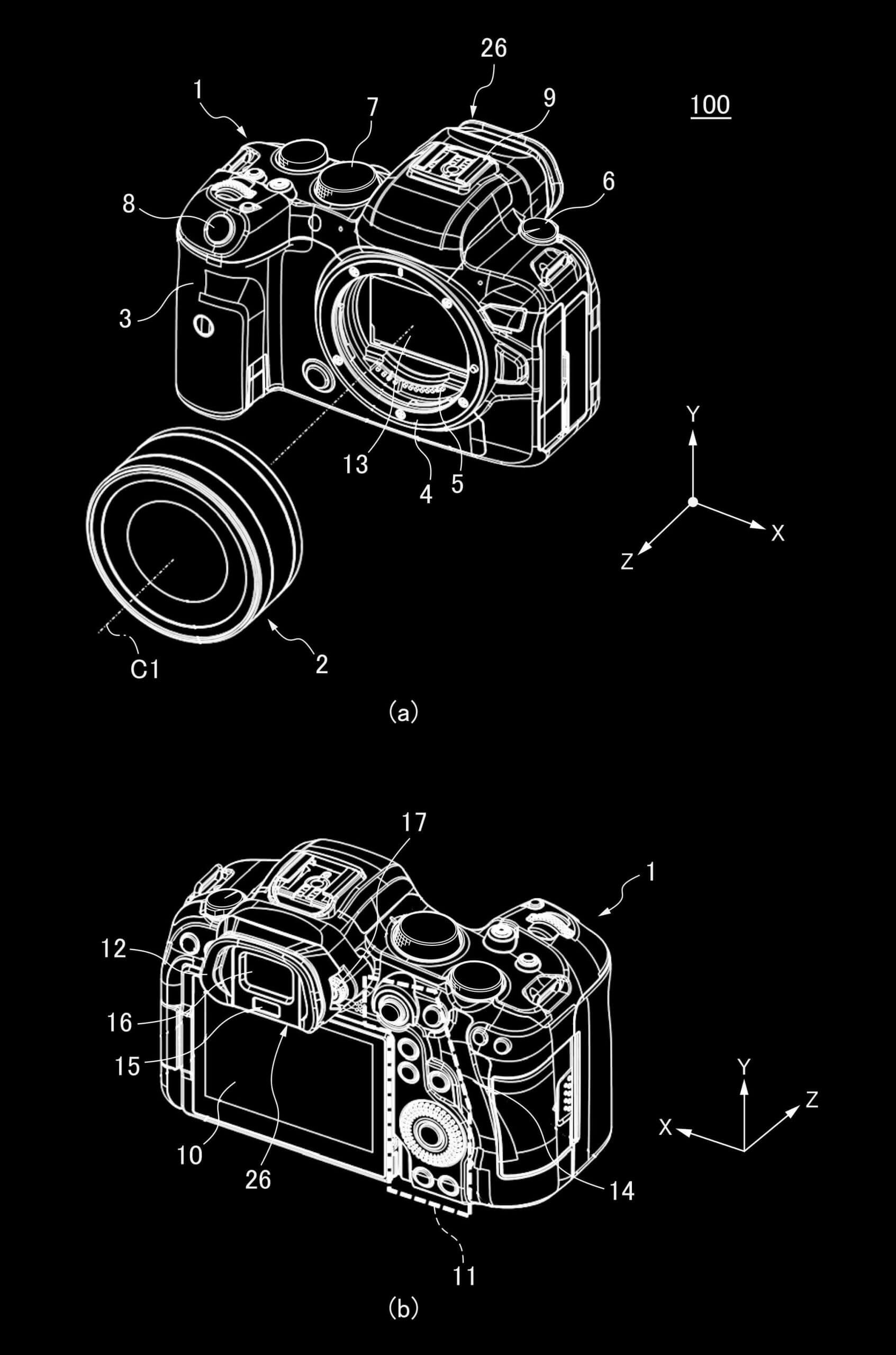patentevftilt01 scaled - Canon patents a built-in tilting viewfinder