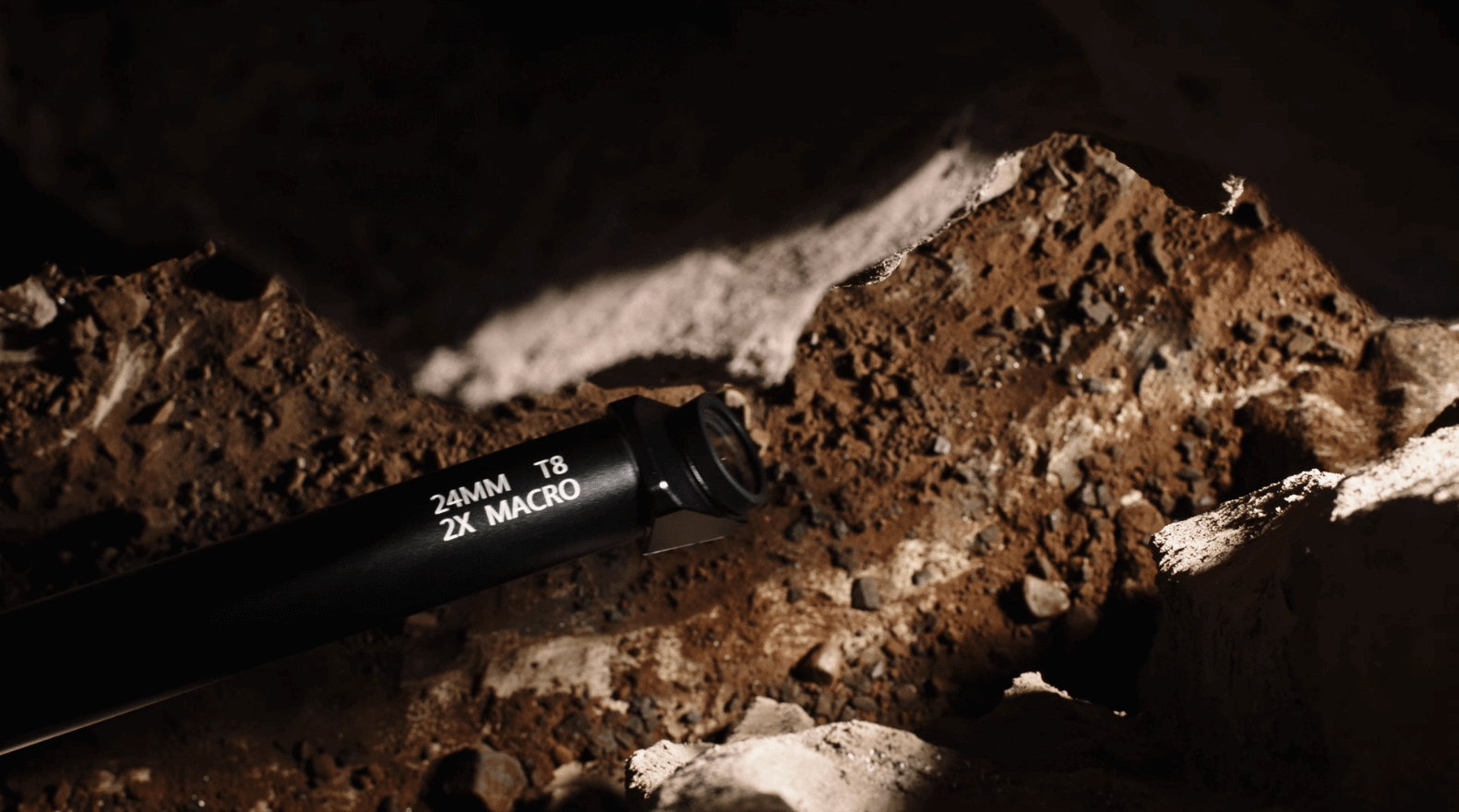 a black tube on a rock description automatically - Venus Optics launches the Laowa 24mm T8 2X Macro Pro2be series of Cinema Lenses