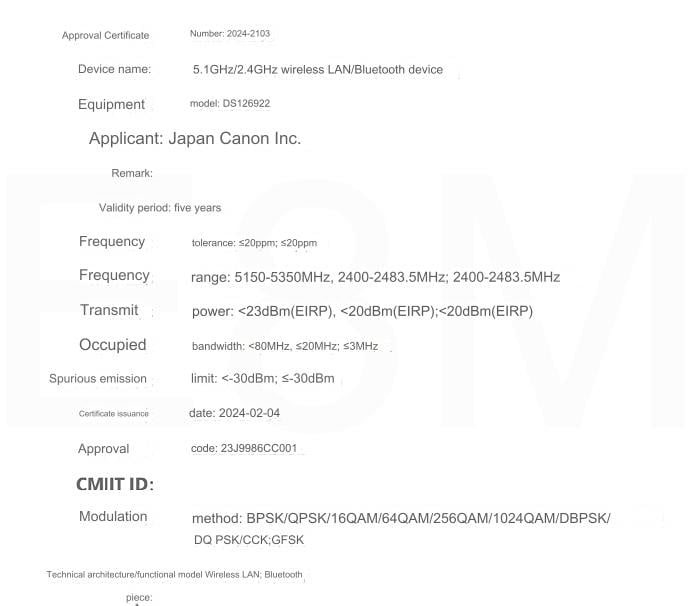 canonreg 2 - Canon has registered a fifth unreleased camera