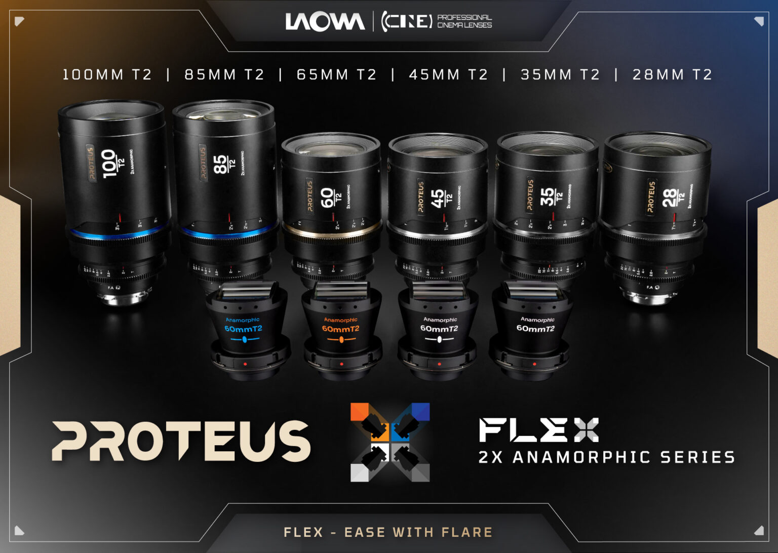 Venus Optics Releases the Smart Solution – Laowa Proteus Flex 2X Anamorphic Series with 4 User-Swappable Flare Options
